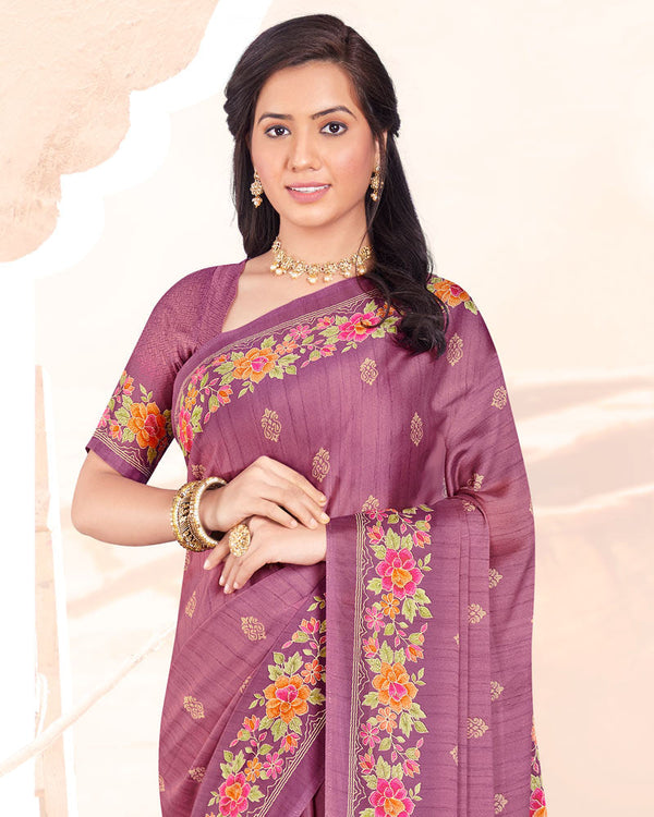 Vishal Prints Mauve Digital Print Criva Crepe Saree