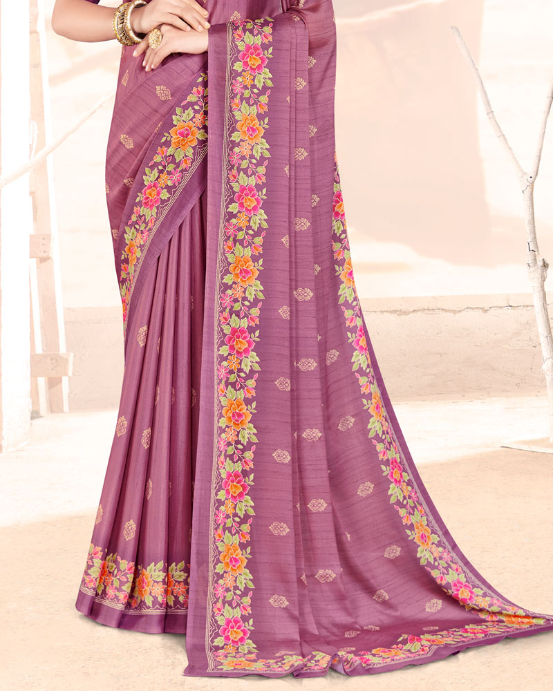 Vishal Prints Mauve Digital Print Criva Crepe Saree