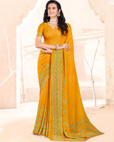 Vishal Prints Mustard Digital Print Criva Crepe Saree