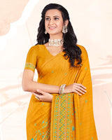 Vishal Prints Mustard Digital Print Criva Crepe Saree