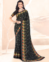 Vishal Prints Black Digital Print Criva Crepe Saree