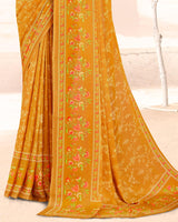 Vishal Prints Mustard Digital Print Criva Crepe Saree