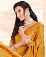 Vishal Prints Mustard Digital Print Criva Crepe Saree