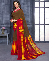 Vishal Prints Dark Bronze Printed Georgette Saree