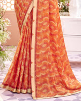 Vishal Prints Beige Printed Brasso Saree With Fancy Border