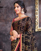 Vishal Prints Black Brasso Saree With Tassel