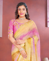 Vishal Prints Rani Designer Chiffon Saree With Fancy Embroidery Work Border