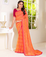 Vishal Prints Multi Color Printed Georgette Saree With Zari Border