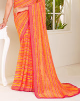 Vishal Prints Multi Color Printed Georgette Saree With Zari Border