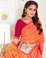 Vishal Prints Multi Color Printed Georgette Saree With Zari Border