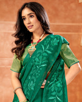 Vishal Prints Deep Sea Green Designer Georgette Saree With Embroidery And Diamond Work