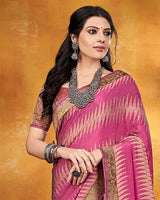 Vishal Prints Blush Pink Brasso Saree With Zari Border