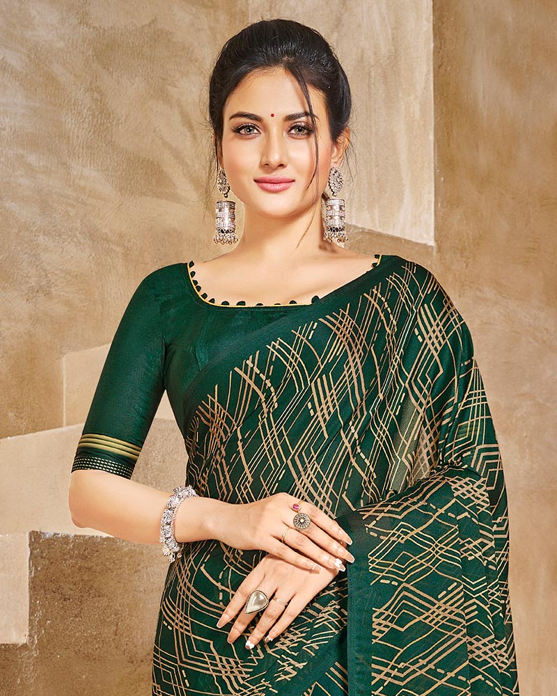 Vishal Prints Green Digital Print Criva Crepe Saree