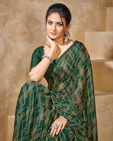 Vishal Prints Green Digital Print Criva Crepe Saree