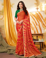 Vishal Prints Cherry Red Designer Fancy Zari Brasso Saree With Border