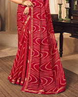 Vishal Prints Maroon Printed Chiffon Saree With Fancy Border