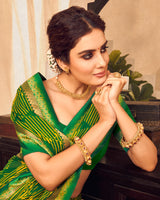 Vishal Prints Dark Green Printed Chiffon Saree With Fancy Border