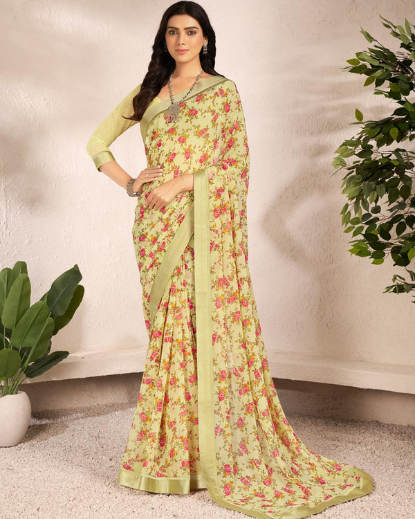 Vishal Prints Winter Hazel Printed Georgette Saree With Satin Border