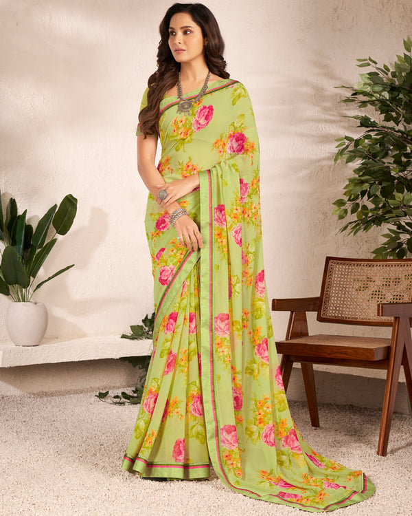 Vishal Prints Winter Hazel Printed Georgette Saree With Satin Border