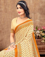 Vishal Prints Pastel Yellow Digital Print Crepe Saree