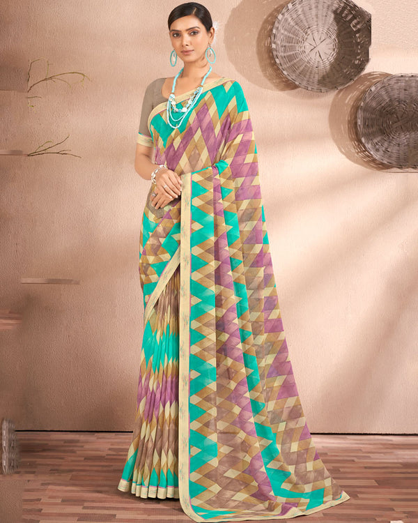 Vishal Prints Multi Color Printed Georgette Saree With Fancy Border