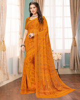 Vishal Prints Gold Digital Print Georgette Saree