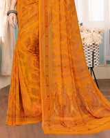 Vishal Prints Gold Digital Print Georgette Saree