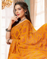 Vishal Prints Gold Digital Print Georgette Saree