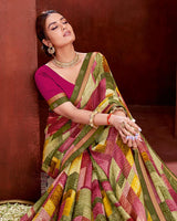 Vishal Prints Multi Chiffon Saree With Zari Border