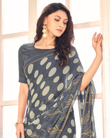 Vishal Prints Grey Printed Georgette Saree