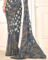 Vishal Prints Grey Printed Georgette Saree