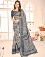 Vishal Prints Grey Printed Georgette Saree