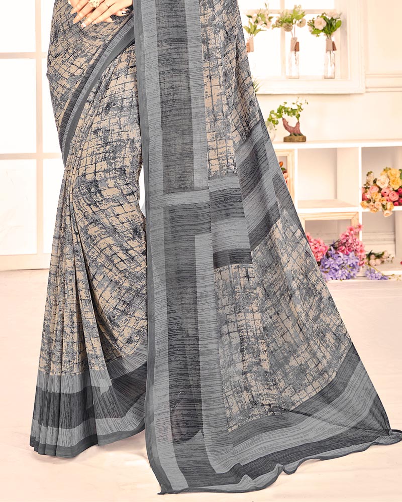 Vishal Prints Grey Printed Georgette Saree