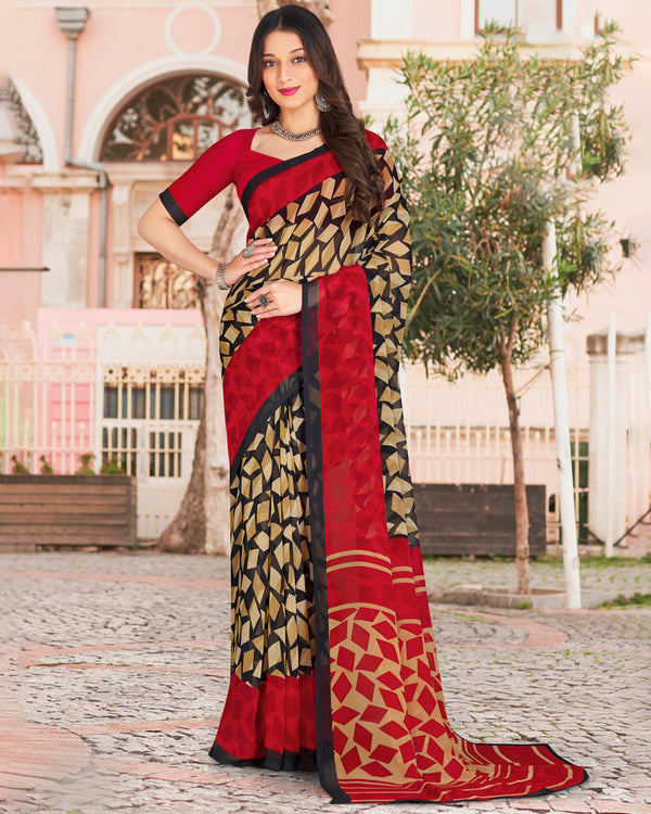 Vishal Prints Black Printed Georgette Saree