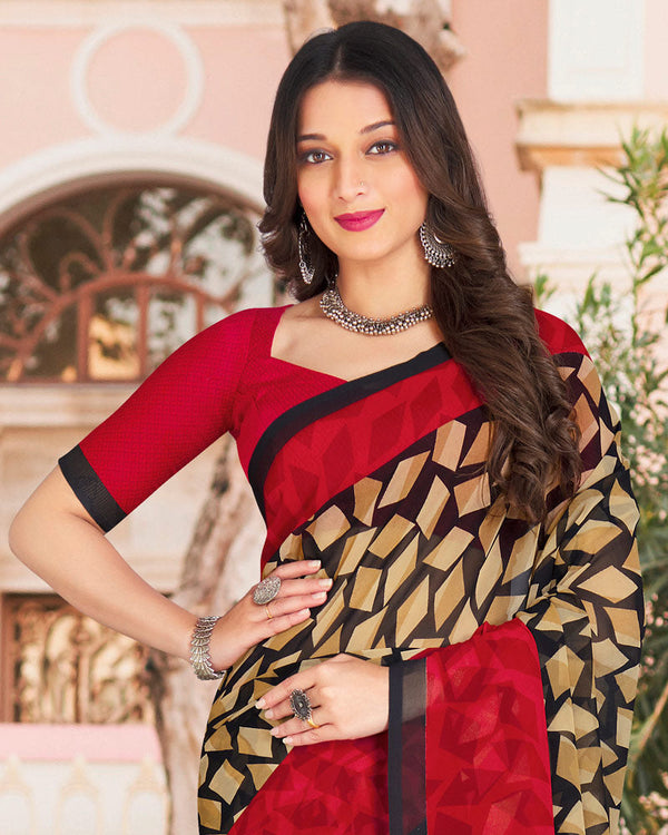 Vishal Prints Black Printed Georgette Saree