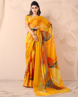 Vishal Prints Gold Digital Print Chiffon Saree