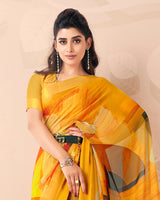 Vishal Prints Gold Digital Print Chiffon Saree