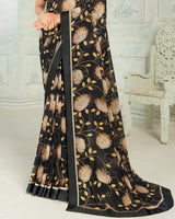 Vishal Prints Black Printed Georgette Saree With Border