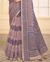 Vishal Prints Lavender Tissue Brasso Saree With Tassel