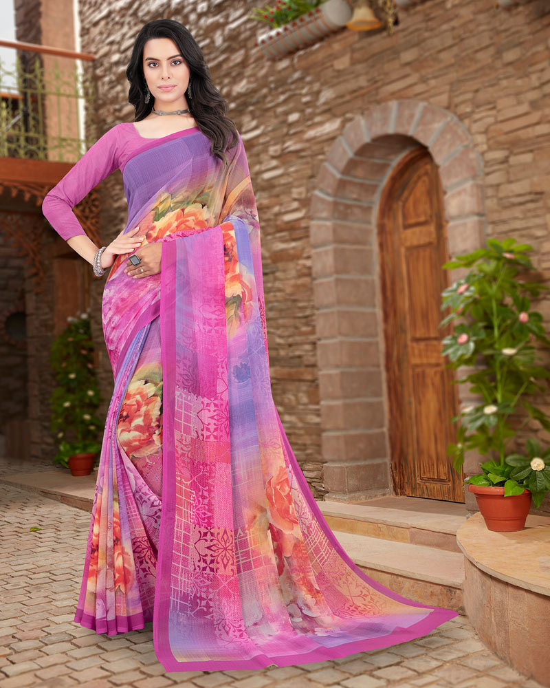 Vishal Prints Rani Digital Print Georgette Saree