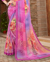 Vishal Prints Rani Digital Print Georgette Saree