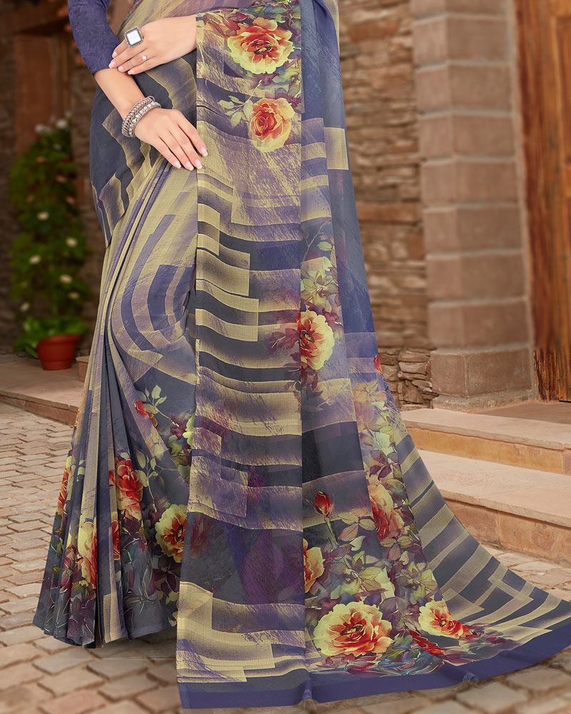 Vishal Prints Mulled Wine Digital Print Georgette Saree