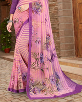 Vishal Prints Baby Pink Digital Print Georgette Saree