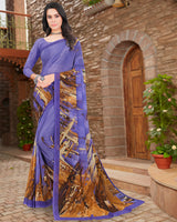 Vishal Prints Violet Digital Print Georgette Saree