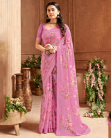 Vishal Prints Pink Printed Georgette Saree With Fancy Border