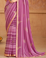 Vishal Prints Light Magenta Printed Georgette Saree With Foil Print And Zari Border