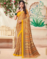 Vishal Prints Beige Printed Georgette Saree