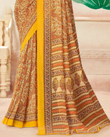 Vishal Prints Beige Printed Georgette Saree