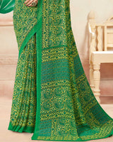 Vishal Prints Jade Green Printed Georgette Saree