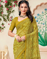 Vishal Prints Tussock Green Printed Georgette Saree